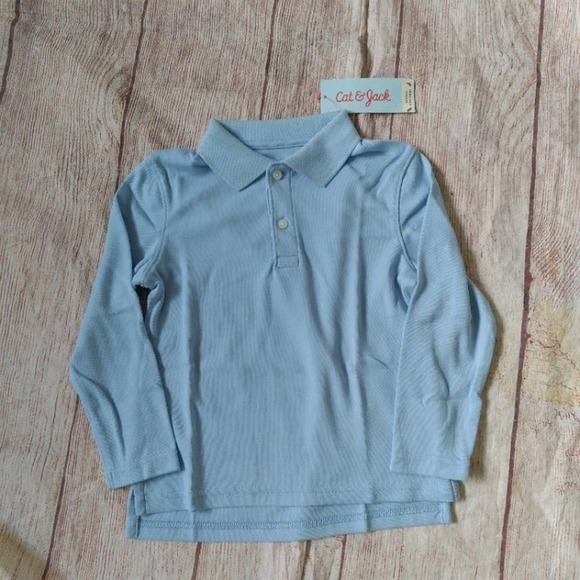 Cat n Jack light blue long sleeve polo sz 4T NWT - Picture 1 of 3